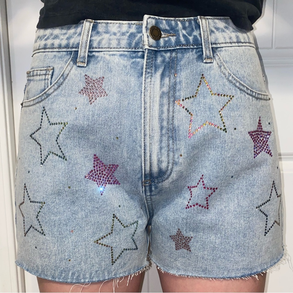 Nasty Gal Star Hotfix Denim Shorts